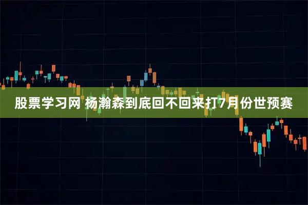股票学习网 杨瀚森到底回不回来打7月份世预赛