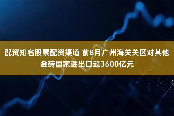 配资知名股票配资渠道 前8月广州海关关区对其他金砖国家进出口超3600亿元